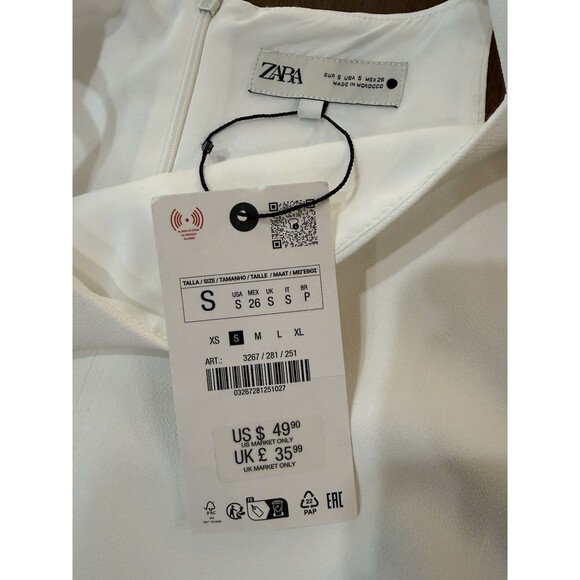 Zara Cream Patternless A-Line Shift Mini Dress Structured Sleeveless NWT Sz S - Picture 10 of 16